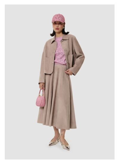 Jupe Jack-grise en cuir velours