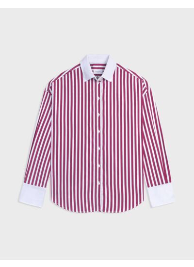 Chemise oversize Lizandra rayée bordeaux