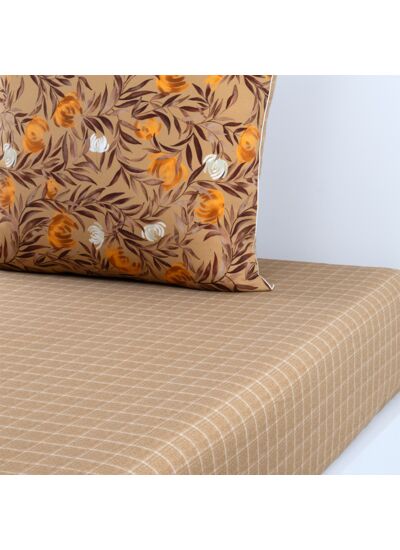 Olivier Desforges - Drap housse en satin de coton lavé marron, Aurelia