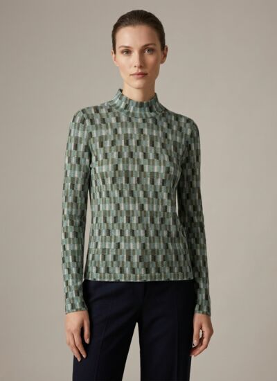 Bompard Pull col montant ultrafin imprimé - femme - marlow