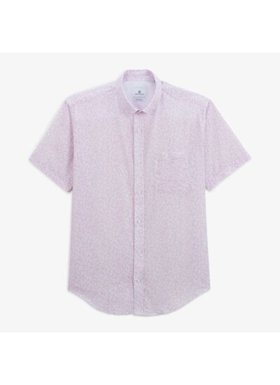 Chemise manches courtes regular rose imprimé fleurs