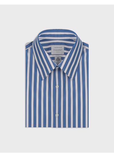 Chemise semi-ajustée rayée bleue