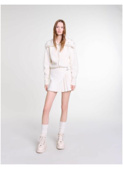 Jupe short plissée en tweed