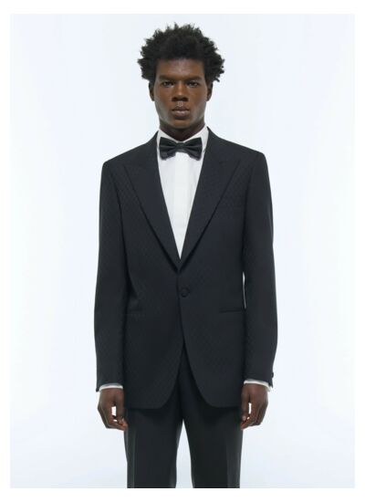Veste de smoking ajustée à motif damier