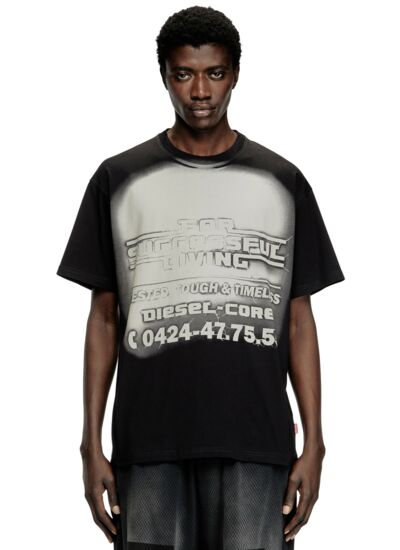 Diesel T-shirt à motif graphique avec logo éclaté