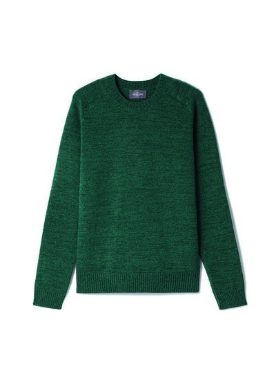 Pull col rond mouliné à coudières - Homme - VERT ZURICH/ESTRAGON