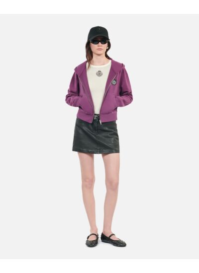 Sweatshirt À Capuche Blason Violet Femme