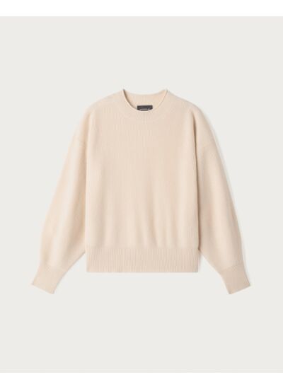 Ras de cou manches ballon à côtes - Femme - CREAM