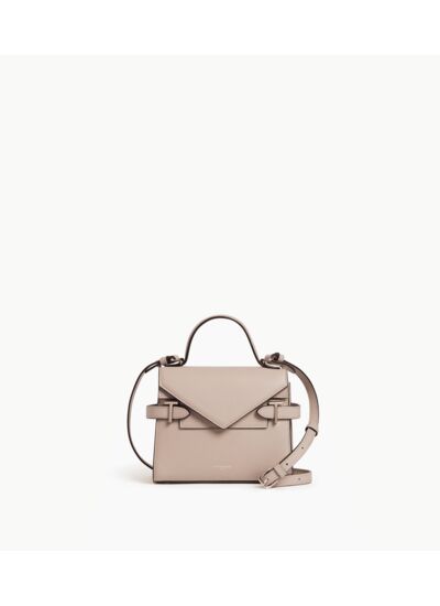 Petit sac à main double rabat Emilie en cuir grainé