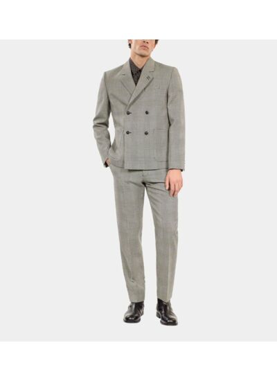 Veste De Costume En Laine Pied De Poule Noir Et Blanc Homme