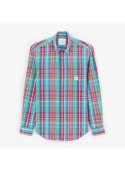 Chemise confort à carreaux vert mint