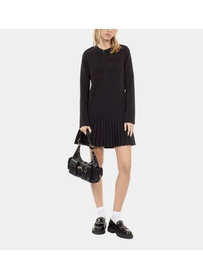 Robe Courte Plissée Noire Femme