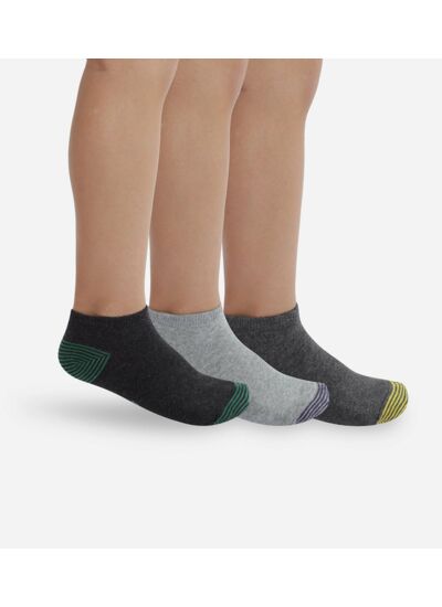 Lot de 3 socquettes enfant avec extrémités colorées Gris Coton Style