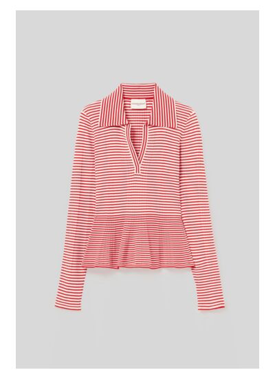 Top maille fine rayé volants