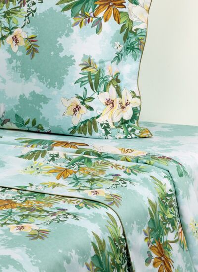 Yves Delorme - Drap plat en satin bleu, Panorama