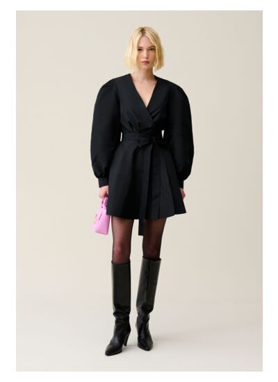 Robe courte manches ballons noire