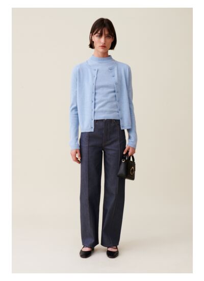 Cardigan laine boutonné broderie CP