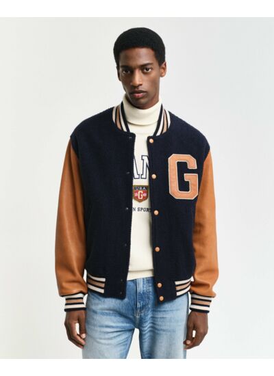 Veste Varsity de GANT en mélange de laine et cuir