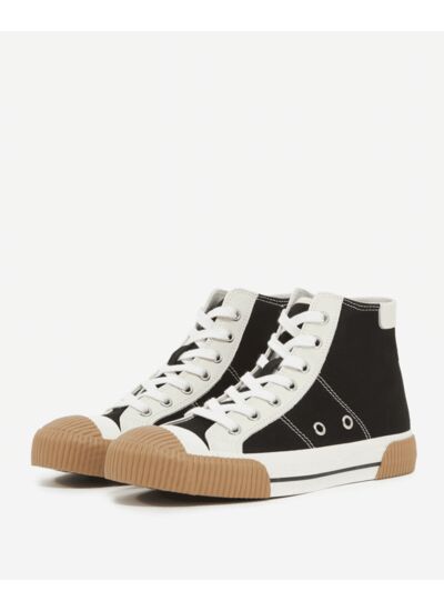 Baskets Montantes En Canvas Avec Empiecements Cuir