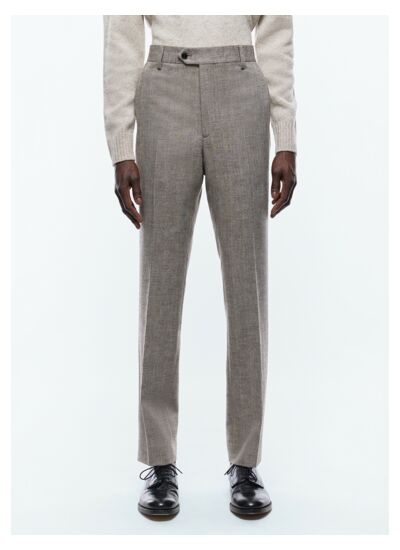 Pantalon ajusté en laine à chevrons