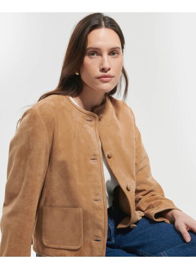 Veste Verveine Beige en cuir