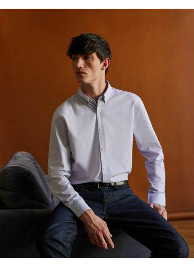 Chemise Contemporaine en popeline à carreaux rouges