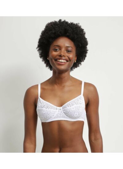 Soutien-gorge à armature en dentelle florale recyclée Blanc Dim Sublim