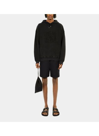 Sweatshirt À Capuche Noir Avec Broderie Logo Homme