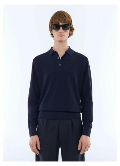 Polo en maille de coton et cachemire
