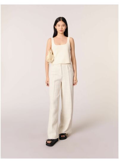 Pantalon large en tweed