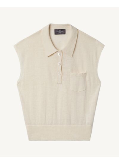Polo ultrafin en lin et soie - Femme - NATUREL