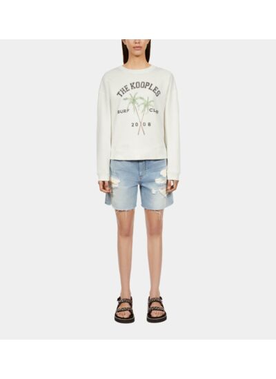 Sweatshirt Écru Avec Sérigraphie Surf Club Femme