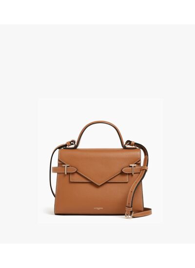 Sac à main double rabat moyen modèle Emilie en cuir grainé