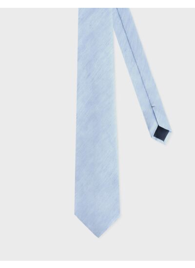 Cravate en twill de lin et soie bleue