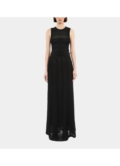 Top Noir Court En Maille Ajourée Femme