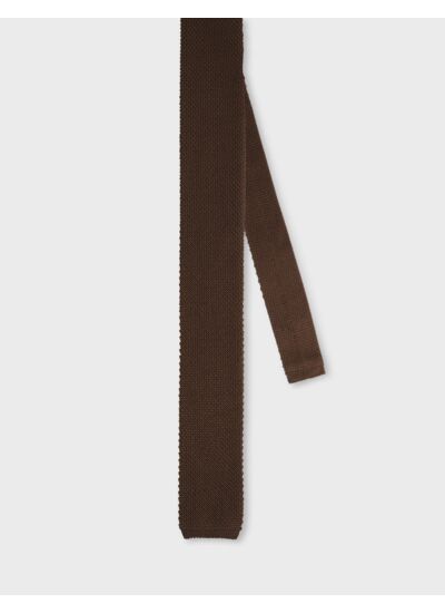 Cravate en tricot de soie marron