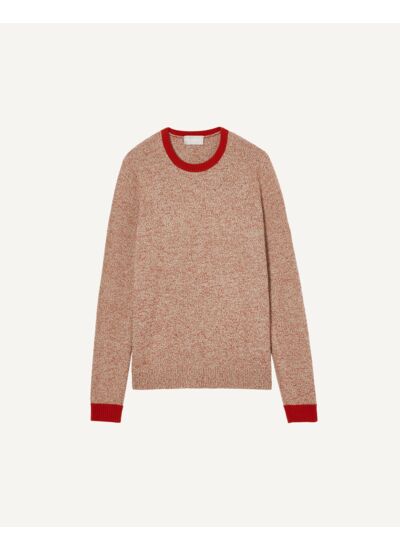 Ras de cou mouliné finitions contrastées - Homme - CAMEL/RUBIS