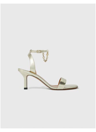 Sandales en cuir métallisé doré