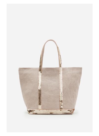 Cabas L Porté Epaule Lin et Paillettes Made in France