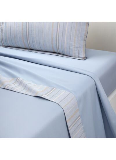 Yves Delorme - Drap plat en satin bleu, Ombrée