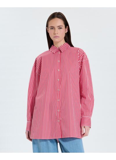 Chemise en popeline à rayures