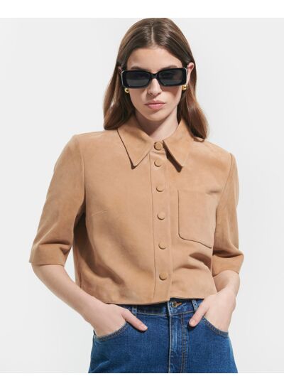 Chemise Celina Beige en cuir