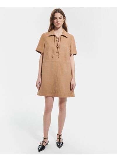 Robe Rosalia Beige en cuir