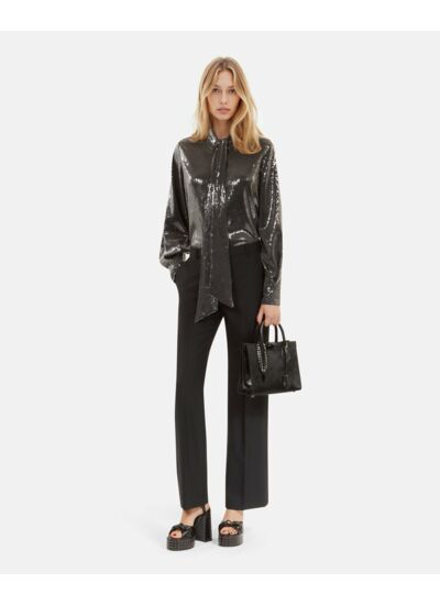Chemise À Sequins Grise Femme