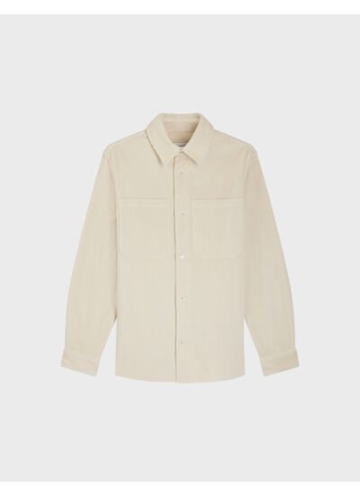 Surchemise cameron avec deux poches poitrine en velours côtelé uni ecru