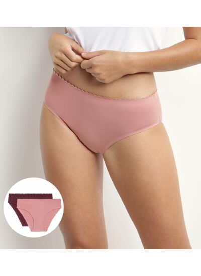 Lot de 2 slips femme en coton stretch Rose et Ruby Body Touch Easy