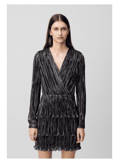 Robe argentée courte à volants