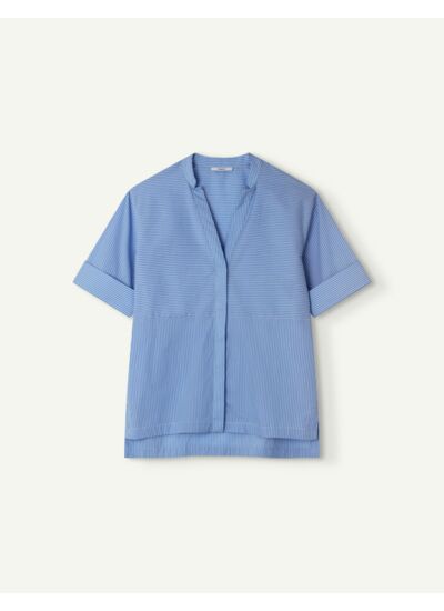 Chemise Bailey rayée en popeline bleue