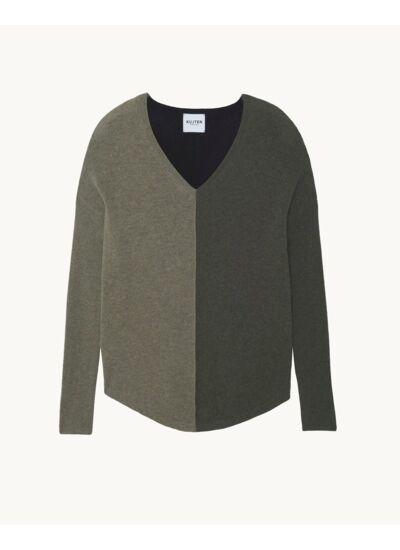 Pull Misha Colorblock Pull cachemire col v oversize liquette, 2 fils