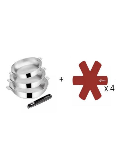 Set 3 poêles + poignée + protection